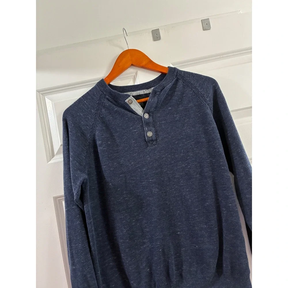 J. Crew Mens Navy Blue Cotton V-Neck Sweater Long Sleeve RN 75343 Size Large